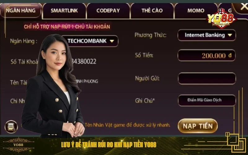 Lưu Ý Để Tránh Rủi Ro Khi Nạp Tiền Yo88